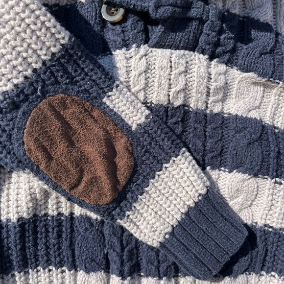 Kid's Baby Gap Sweater Multicolor Striped 4 Toddler Preppy Professor Elbow Patch - Picture 7 of 12